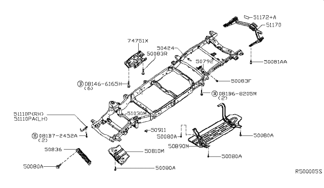 2017 Nissan NV Label-Hitch Diagram for 51172-1PA0A