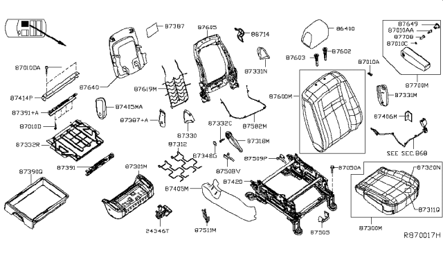 2016 Nissan NV Cushion Assembly - Front Seat Diagram for 87300-9JB0A