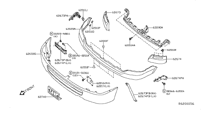 2012 Nissan NV Front Bumper Diagram