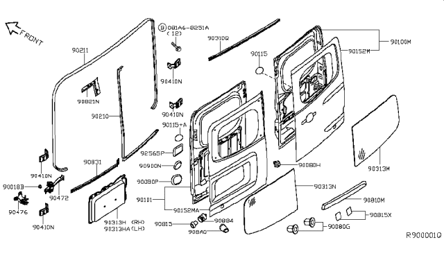 2018 Nissan NV Door Back RH Diagram for 90100-9JJ1A