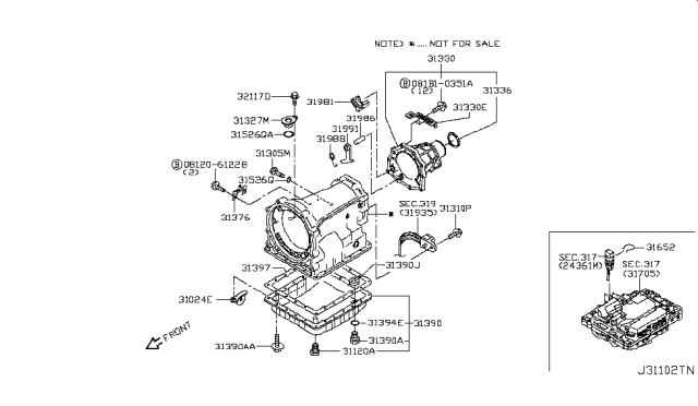 2017 Nissan NV 3500 Torque Converter,Housing & Case Diagram 2