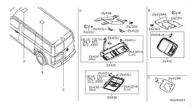 2018 Nissan NV Lens Map Lamp Diagram for 26432-1PA0A