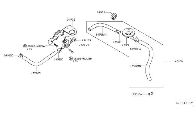 2014 Nissan NV Hose-EVAP Control Diagram for 14912-ZE02A