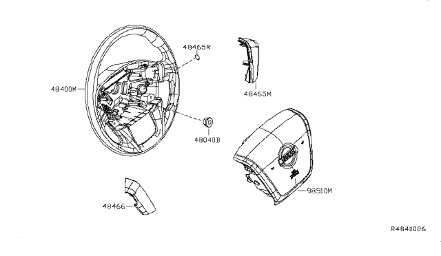 2018 Nissan NV Steering Wheel Assembly W/O Pad Diagram for 48430-9JK5B