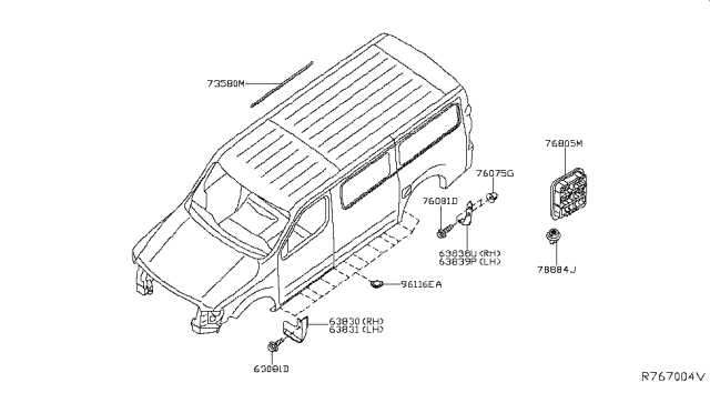 2013 Nissan NV Body Side Fitting Diagram