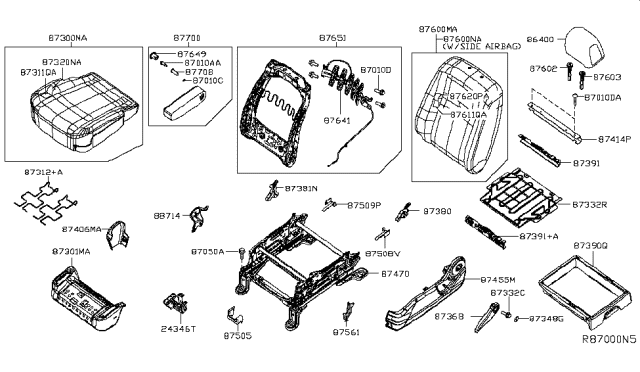 2014 Nissan NV Trim Assembly-Front Seat Back Diagram for 87670-1PA1A