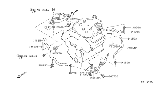 2017 Nissan NV Water Hose & Piping Diagram