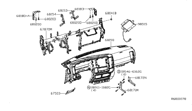 2016 Nissan NV Bracket-Radio MAUNTING, RH Diagram for 28038-9JE0A