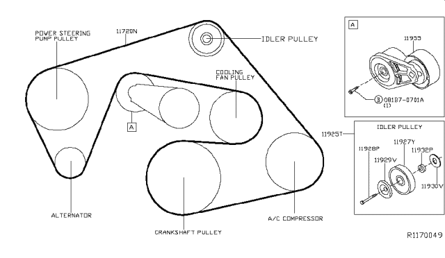 2017 Nissan NV Fan,Compressor & Power Steering Belt Diagram 2