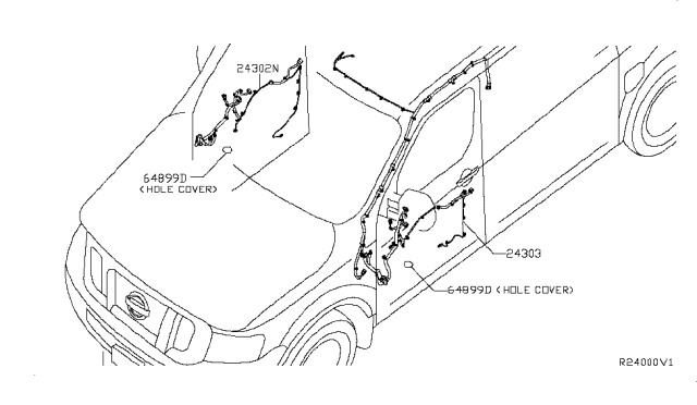 2015 Nissan NV Harness Assembly - Door, Front Diagram for 24125-1PA5A