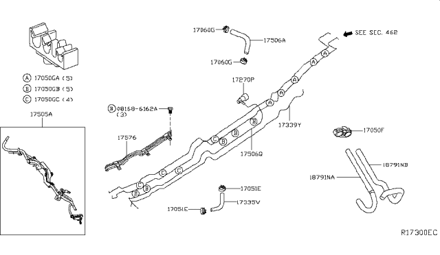 2018 Nissan NV Tube Assy-Fuel Tank Outlet Diagram for 17270-1PB0A