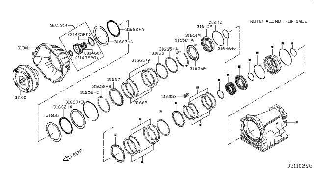 2017 Nissan NV 3500 Torque Converter,Housing & Case Diagram 1