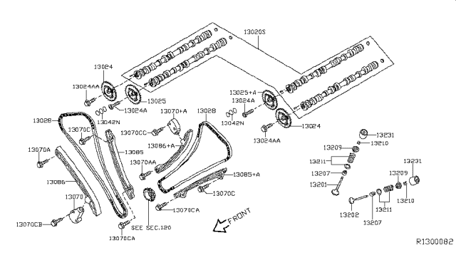2017 Nissan NV 3500 Camshaft & Valve Mechanism Diagram 1