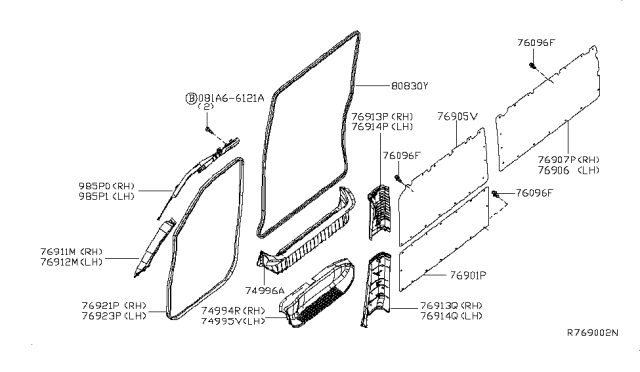 2018 Nissan NV Curtain Air Bag Driver Side Module Assembly Diagram for 985P1-9JH8A