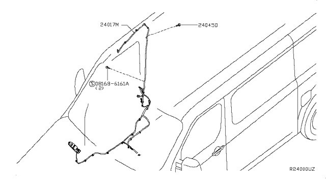 2013 Nissan NV Harness-Sub,Body Diagram for 24017-1PA3A