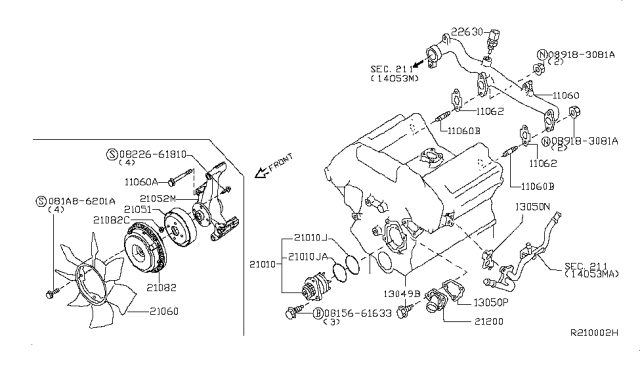 2012 Nissan NV Water Pump, Cooling Fan & Thermostat Diagram