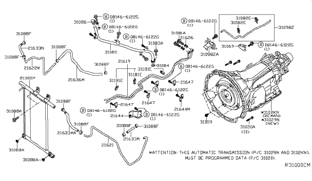 2018 Nissan NV Automatic Transmission Diagram for 31020-X049E