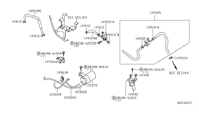 2018 Nissan NV Tube-Anti Evaporation Control Diagram for 14912-EA22B