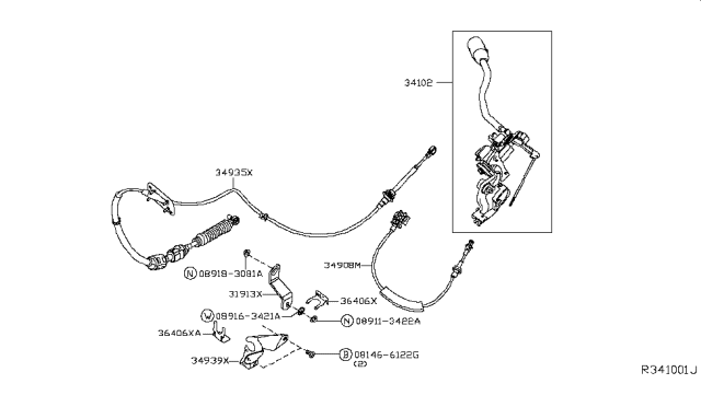 2016 Nissan NV Transmission Control & Linkage Diagram