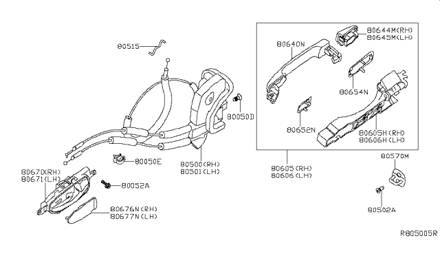 2019 Nissan NV Front Door Lock & Handle Diagram