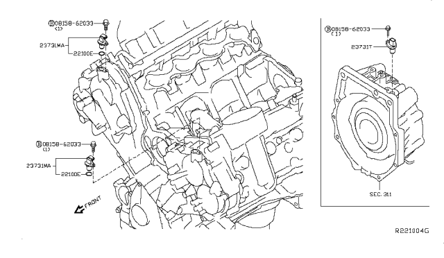 2017 Nissan NV 3500 Distributor & Ignition Timing Sensor Diagram 2
