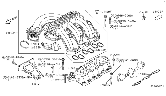 2016 Nissan NV Gasket-Manifold Diagram for 14035-7S000