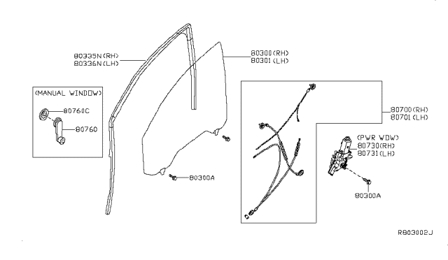 2013 Nissan NV Front Door Window & Regulator Diagram