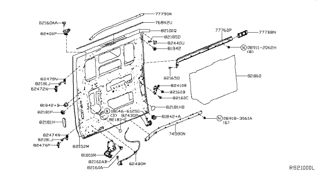 2015 Nissan NV Door Assy-Slide,RH Diagram for 82100-1PA0B