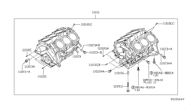 2014 Nissan NV Cylinder Block & Oil Pan Diagram 1