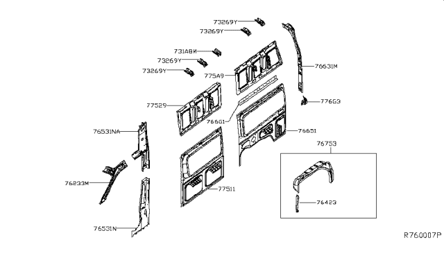 2016 Nissan NV Side PNL Assembly-INR,Front LH Diagram for 77511-1PA0B