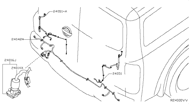 2014 Nissan NV Harness Back Door Diagram for 24051-1PA2B