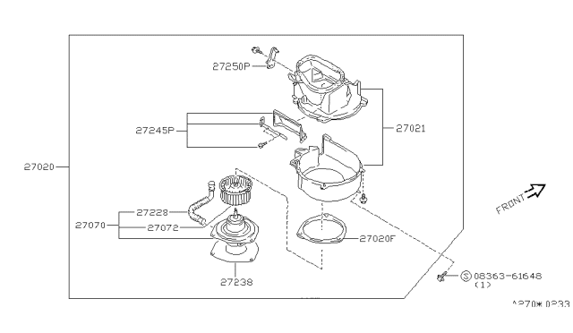 1991 Nissan Axxess Blower Assy-Front Diagram for 27200-30R00