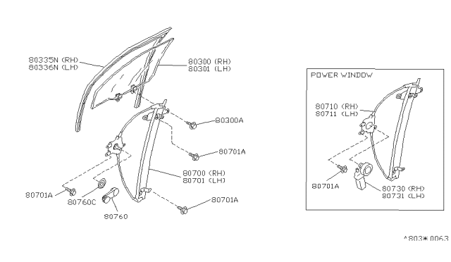 1991 Nissan Axxess Front Door Window & Regulator Diagram