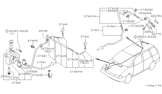 1993 Nissan Axxess Inlet-Washer Tank Diagram for 28916-32R12