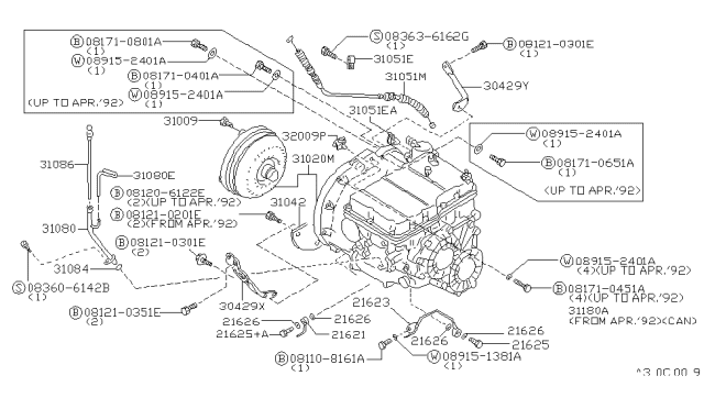1992 Nissan Axxess Auto Transmission,Transaxle & Fitting Diagram 1
