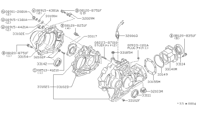1992 Nissan Axxess Seal-Oil,Ring Gear Diagram for 33111-56E00