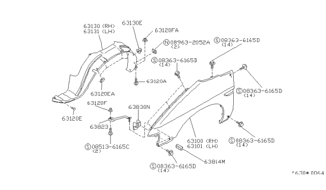 1989 Nissan Axxess Front Fender & Fitting Diagram