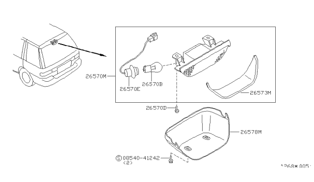 1992 Nissan Axxess Cover Assy-Stop Lamp Diagram for 26598-30R10