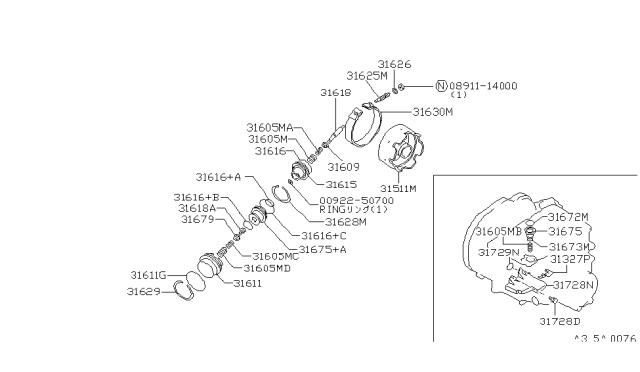 1992 Nissan Axxess Clutch & Band Servo Diagram 1