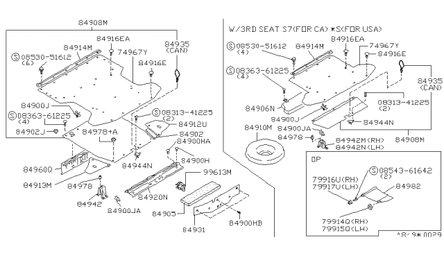 1990 Nissan Axxess Board Trunk FLO Diagram for 84913-30R01