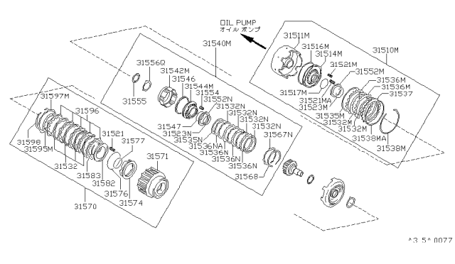 1989 Nissan Axxess Piston Assy-High Clutch Diagram for 31544-21X07