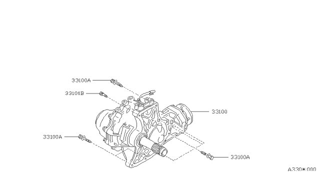 1990 Nissan Axxess Transfer Assembly & Fitting Diagram