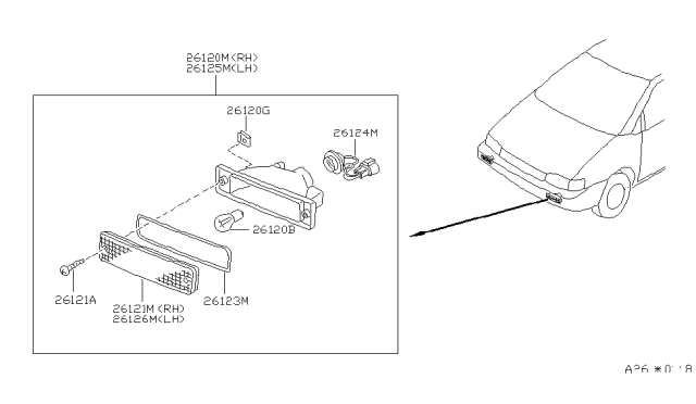 1992 Nissan Axxess Lens-Front Turn Signal Lamp,RH Diagram for 26131-51E00