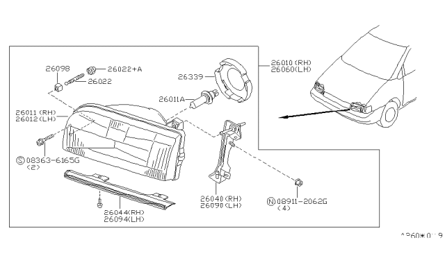 1990 Nissan Axxess Headlamp Diagram