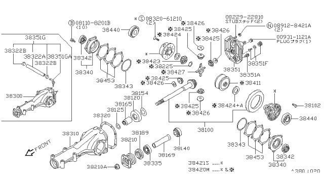 1992 Nissan Axxess Washer-Thrust Side Gear Diagram for 38424-20R04