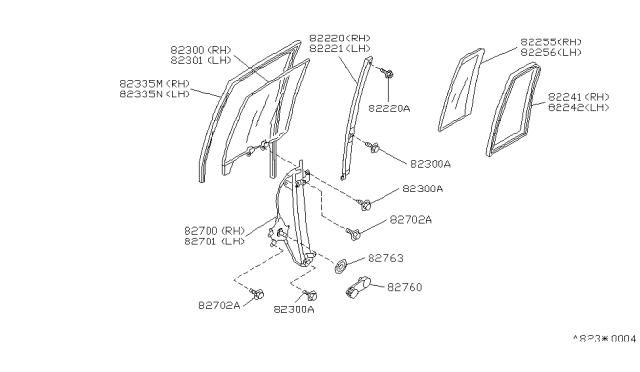 1992 Nissan Axxess Glass Run Rubber-B LH Diagram for 82331-30R01
