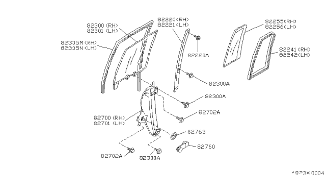 1990 Nissan Axxess Rear Door Window & Regulator Diagram