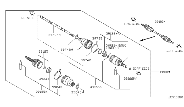 1989 Nissan Axxess Front Drive Shaft (FF) Diagram 4