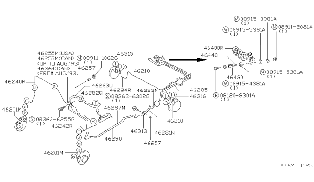 1993 Nissan Axxess Brake Piping & Control Diagram 4