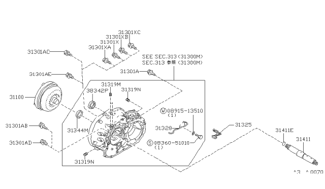 1993 Nissan Axxess Torque Converter,Housing & Case Diagram 1